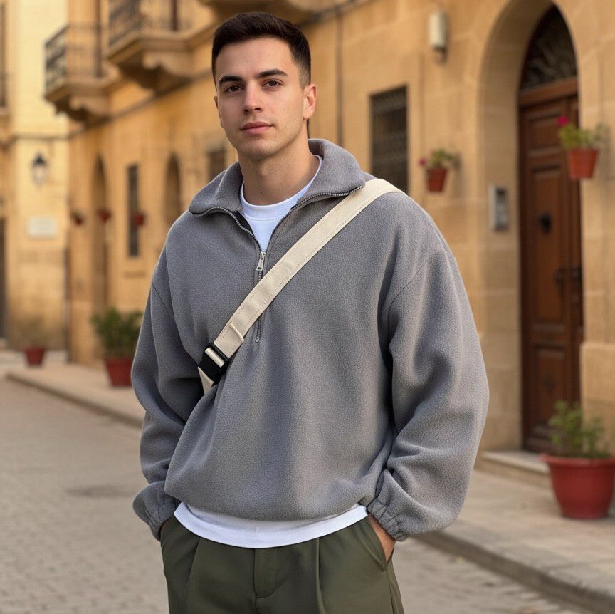 sweat zip unisex  gris, style épuré, confort maximal